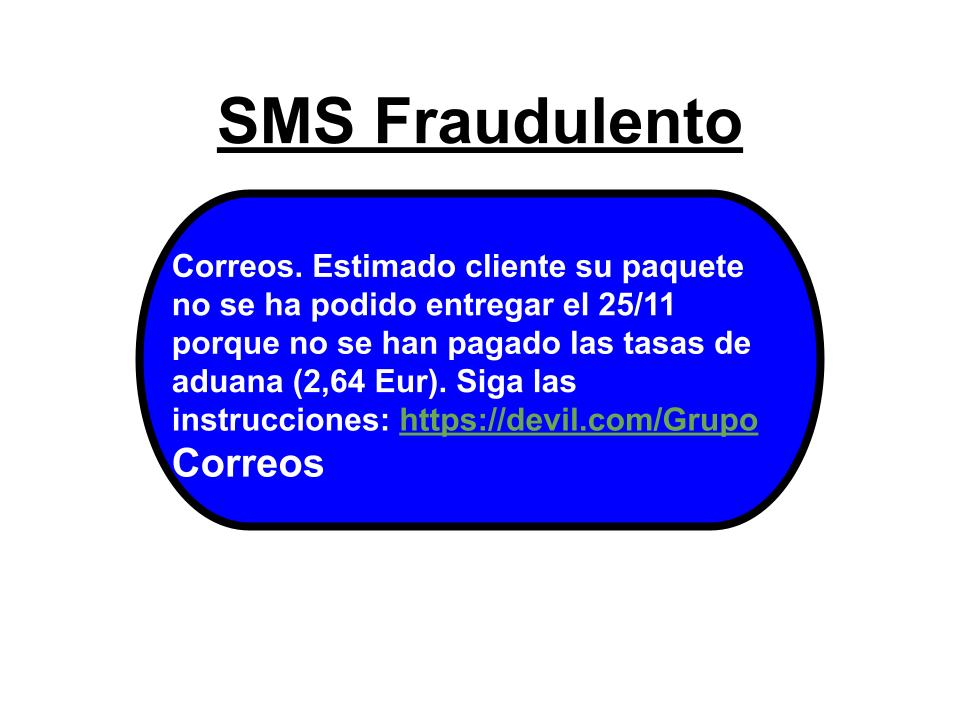 Ejemplo de SMS Fraudulento.